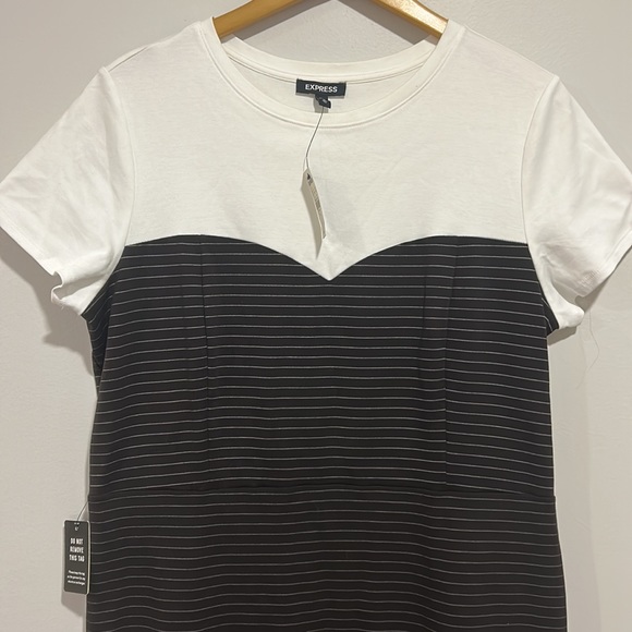 NWT Express Black and White Stripes Wear to Work Dress Women Size XL - Picture 7 of 13